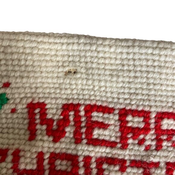 Vintage Merry Christmas Needlepoint Stocking Nutcracker Design  21 inch Classic - Picture 4 of 7